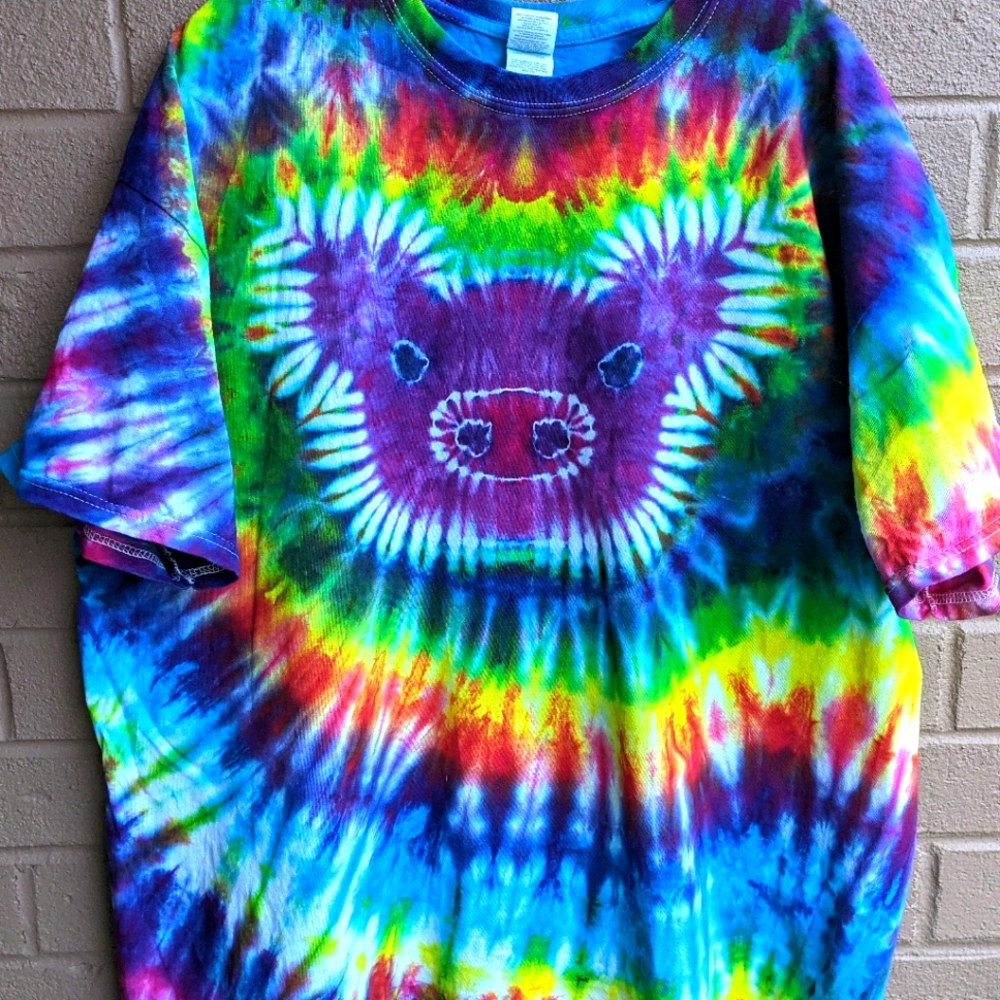 Unique Bear Pig Tie Dye Tee 2XL